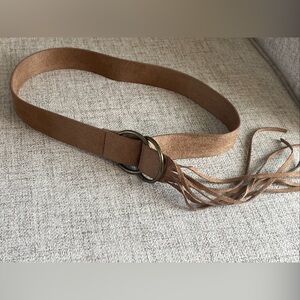 NWOT Girls Brown Suede Belt with Fringe Adjustable Belt